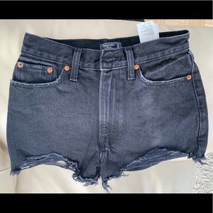 Abercrombie & Fitch black denim high rise shorts
